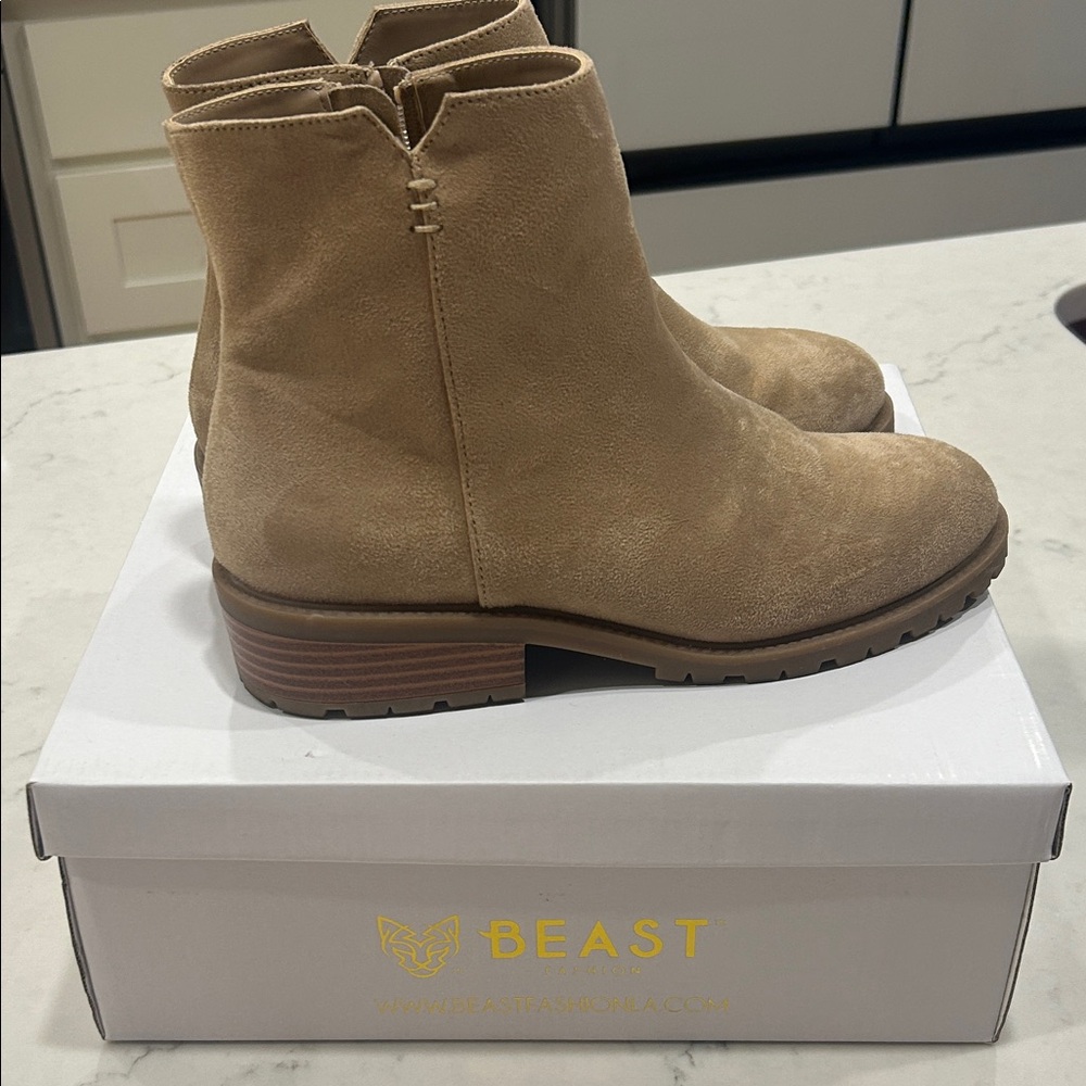 BEAST -Buckle Tan Ankle Booties size 9